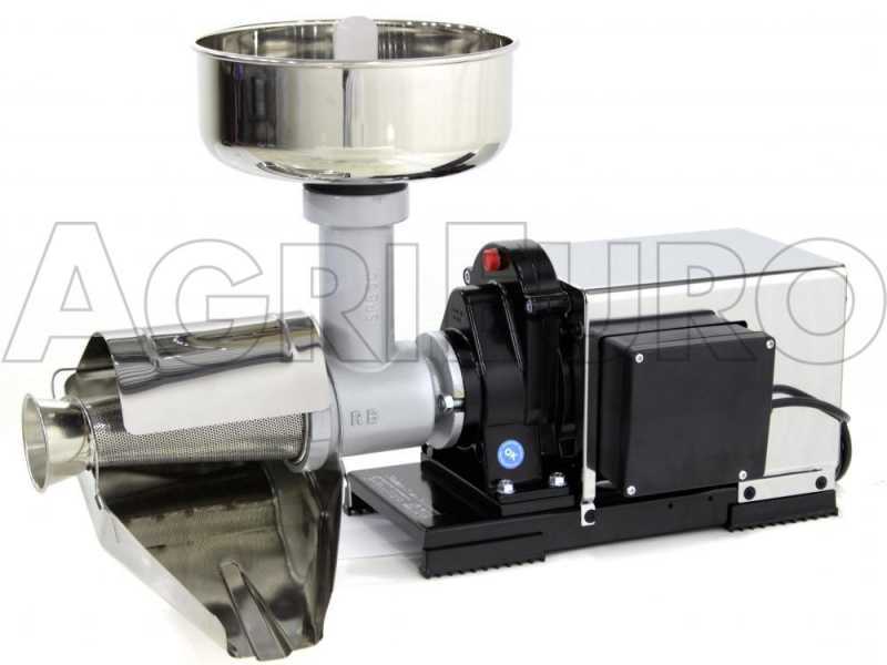 Reber 9000NP - Passapomodoro N.5 INOX - Motore ad induzione professionale da 1200 W - Motoriduttore con ingranaggi in acciaio
