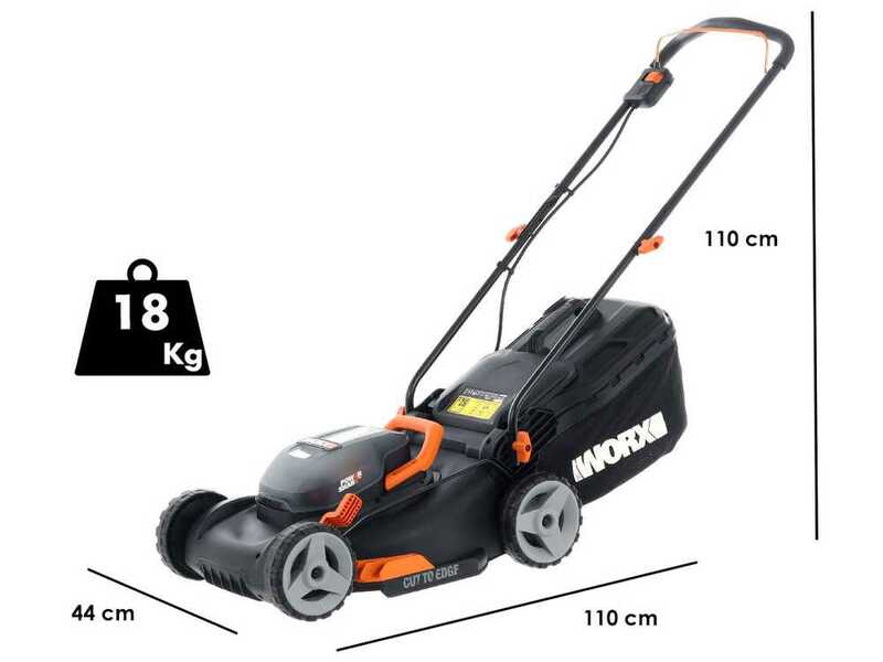 PROMO Worx WG743E - Tagliaerba a batteria - 2x20V/4Ah - Taglio 40 cm