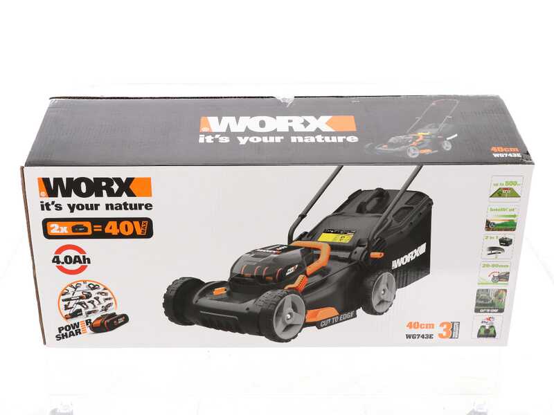 Worx WG743E - Tagliaerba a batteria - 2x20V/4Ah - Taglio 40 cm