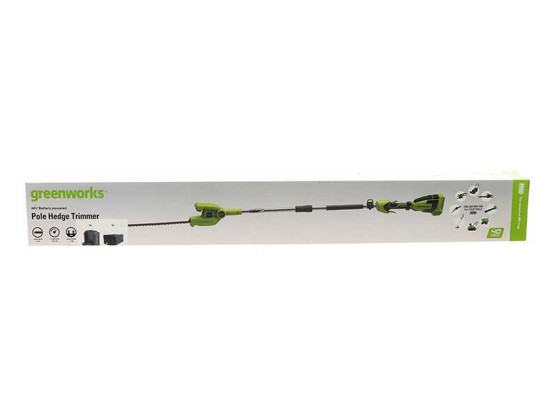 Greenworks G40PHA - Tagliasiepi su asta di prolunga elettrico orientabile - Batteria 40V/2Ah