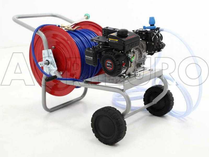 Kit motopompa irrorazione con carrello - Pompa Comet MTP MC25 motore Loncin 148F-2