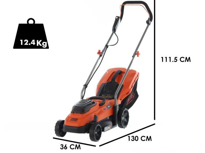 Black &amp; Decker BCMW3318L2-QW - Tagliaerba a batteria 2x18V/2.5Ah + in omaggio batteria 18V 2Ah - Taglio 33 cm