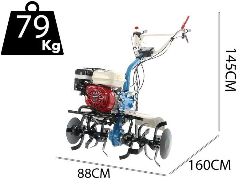 AGT 7500 - Motozappa a benzina 6.5 HP - Honda GX200 196cc - cambio marce 2+1 retromarcia