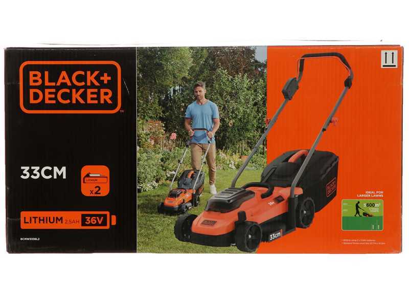 Black &amp; Decker BCMW3336L2-QW - Tagliaerba a batteria - 36V/2.5Ah - Taglio 33 cm