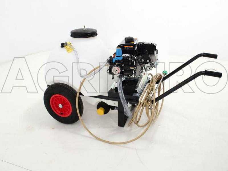 Kit motopompa irrorazione con gancio Comet MTP MC25/Loncin 148F-2 con carrello e serbatoio 120L