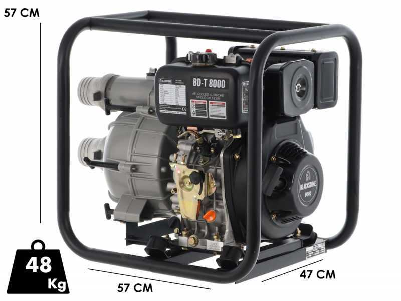 BlackStone BD-T 8000 - Motopompa diesel per acque nere sporche - Raccordi 80 mm