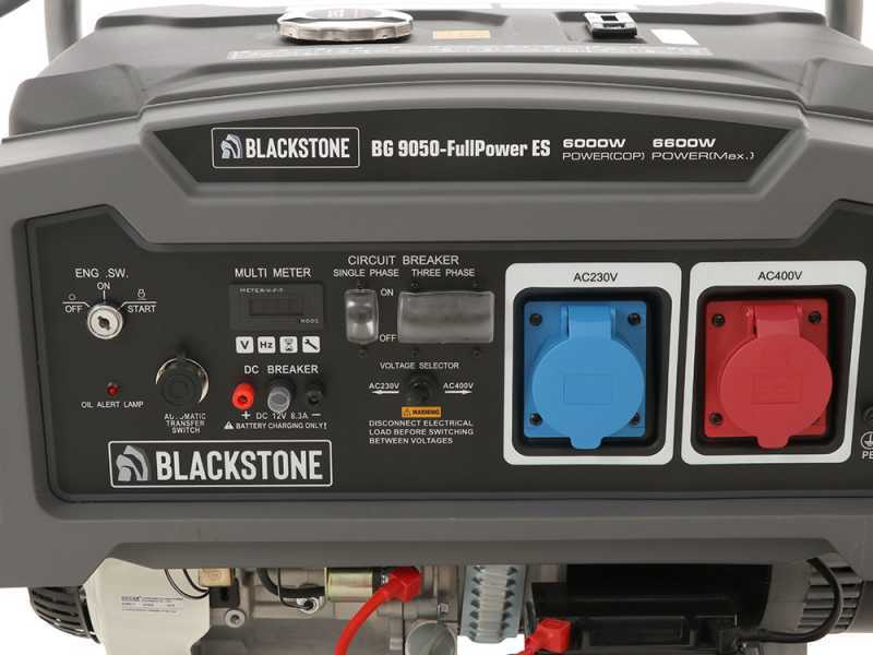 BlackStone BG 9050 - Generatore di corrente carrellato a benzina con AVR 6.6 kW - Continua 6 kW Full-Power