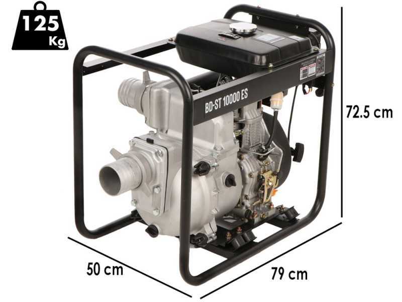 BlackStone BD-ST 10000ES - Motopompa diesel per acque nere sporche - Raccordi 100 mm