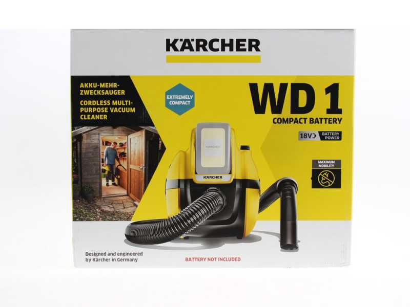 Karcher WD 1 - Aspirapolvere multiuso a batteria 18 V - solidi liquidi e soffiatore