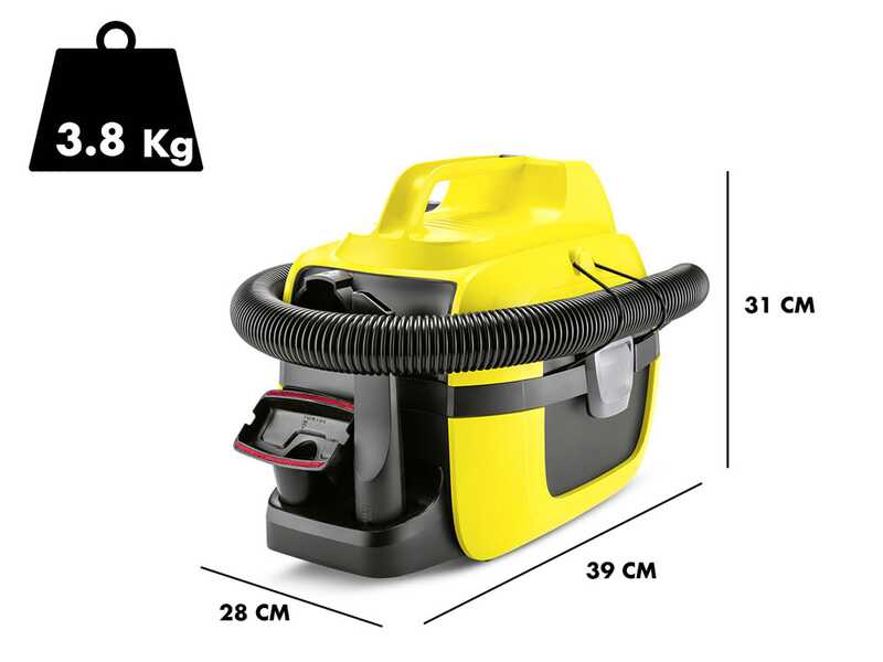 Karcher WD 1 - Aspirapolvere multiuso a batteria 18V 2.5Ah - Solidi liquidi e soffiatore