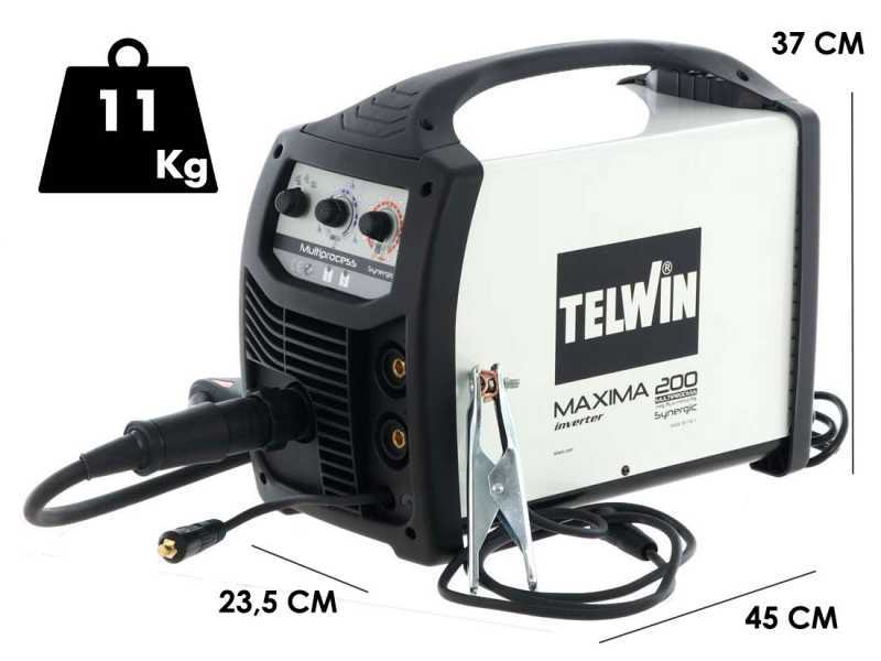 Saldatrice inverter a filo Telwin Maxima 200 Synergic - per MIG-MAG/FLUX/BRAZING/MMA/TIG DC- LIFT