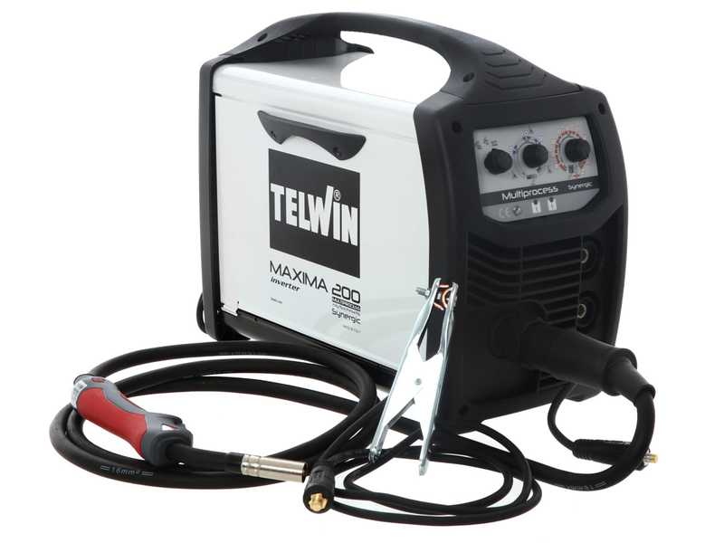 Telwin Maxima 200 Synergic - Saldatrice Inverter Multiprocesso (MIG-MAG/FLUX/BRAZING/MMA/TIG LIFT) - GAS/NO GAS