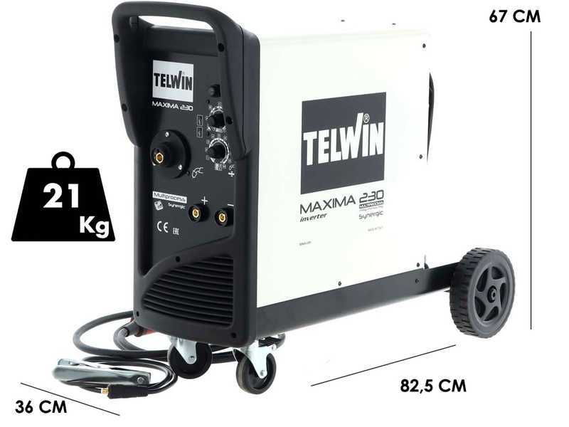 Telwin Maxima 230 Synergic - Saldatrice Inverter Multiprocesso (MIG-MAG/BRAZING/MMA/TIG LIFT) - GAS/NO GAS