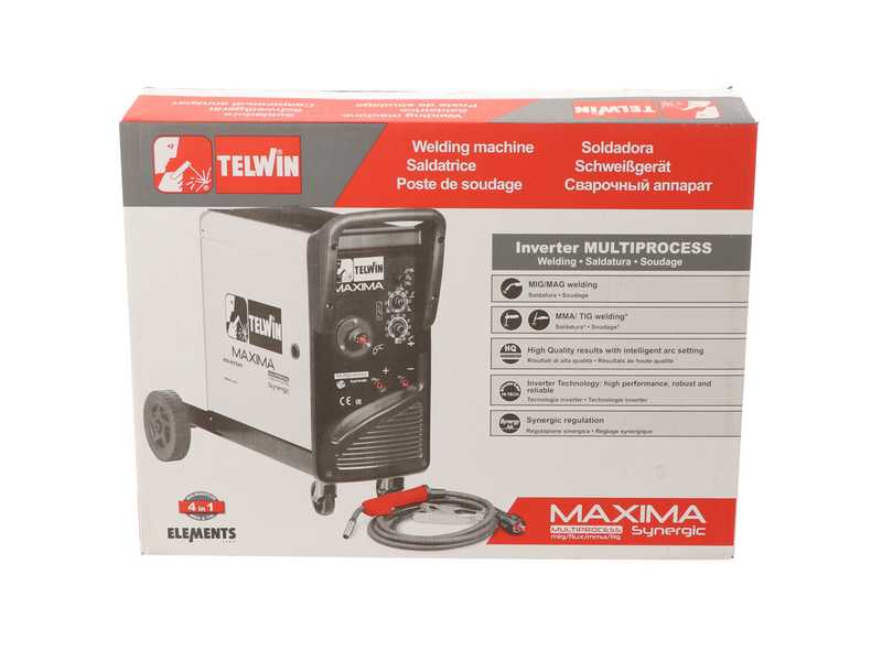 Telwin Maxima 270 Synergic - Saldatrice Inverter Multiprocesso (MIG-MAG/BRAZING/MMA/TIG LIFT) - GAS/NO GAS