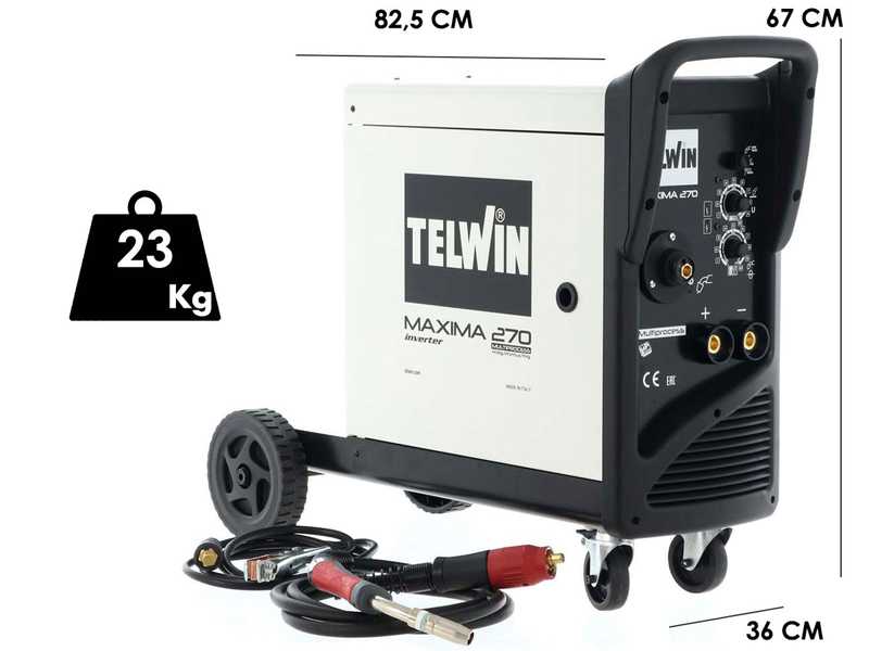 Telwin Maxima 270 Synergic - Saldatrice Inverter Multiprocesso (MIG-MAG/BRAZING/MMA/TIG LIFT) - GAS/NO GAS