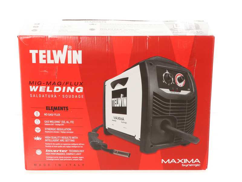 Telwin Maxima 160 Synergic - Saldatrice Inverter Multiprocesso (MIG-MAG/FLUX/BRAZING) - GAS/NO GAS