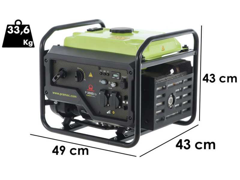 Pramac P3500I/O - Generatore di corrente inverter a benzina 3.3 kW - Continua 3 kW Monofase