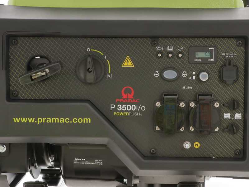 Pramac P3500I/O - Generatore di corrente inverter a benzina 3.3 kW - Continua 3 kW Monofase