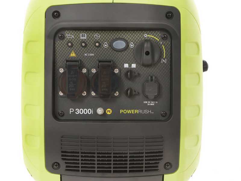 Pramac P3000I - Generatore di corrente inverter a benzina silenziato 2.6 kW - Continua 2.3 kW Monofase