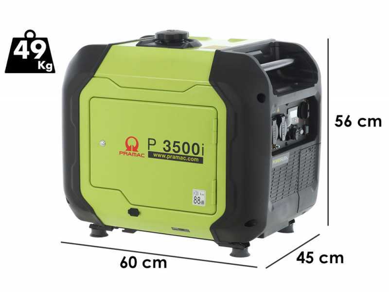 Pramac P3500I - Generatore di corrente inverter a benzina silenziato 3.3 kW - Continua 3 kW monofase