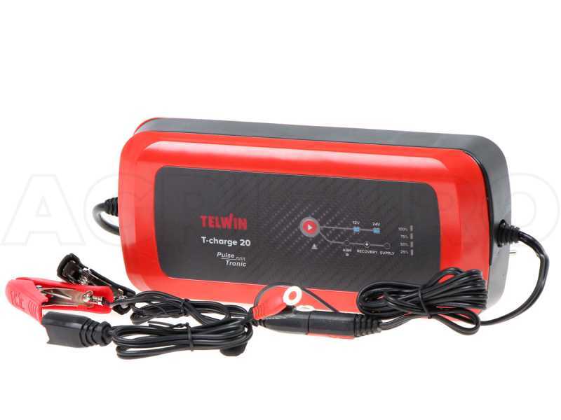 Telwin T-Charge 20 - Caricabatterie e mantenitore - batterie al Piombo 12-24V - 110 W