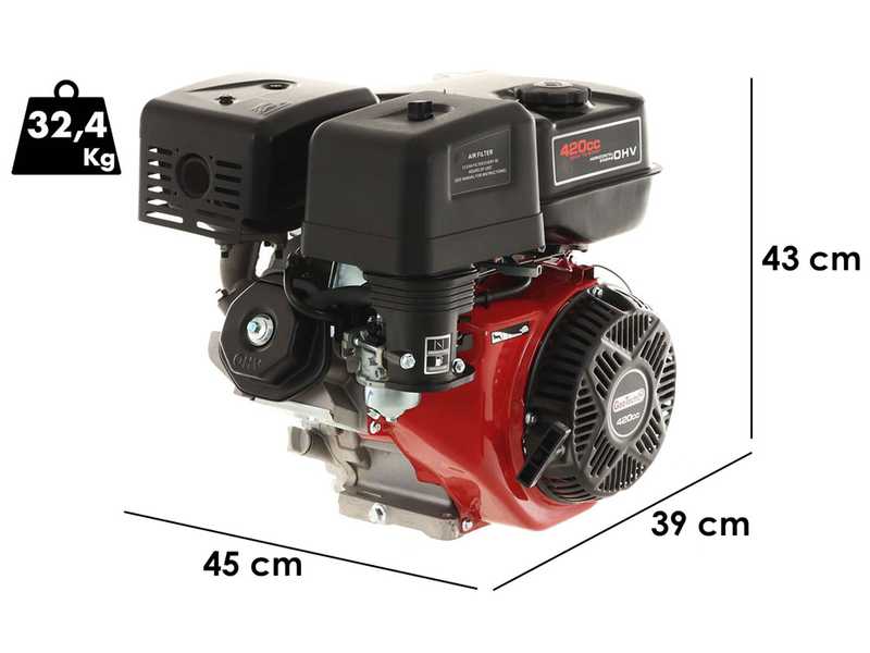 Motore a scoppio GeoTech-Pro 420 cc ad albero orizzontale - Avviamento elettrico