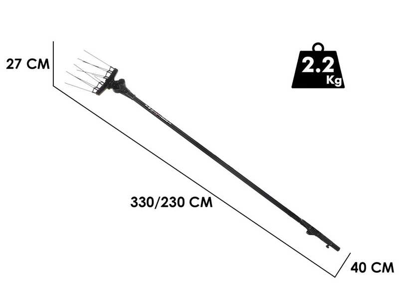 Aima Twigo 12V - Abbacchiatore elettrico a batteria - Asta fissa in alluminio 230 cm