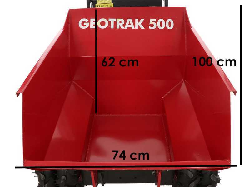 Motocarriola GeotechPro GEOTRAK 500 - Cassone dumper 500Kg - 6 ruote motrici