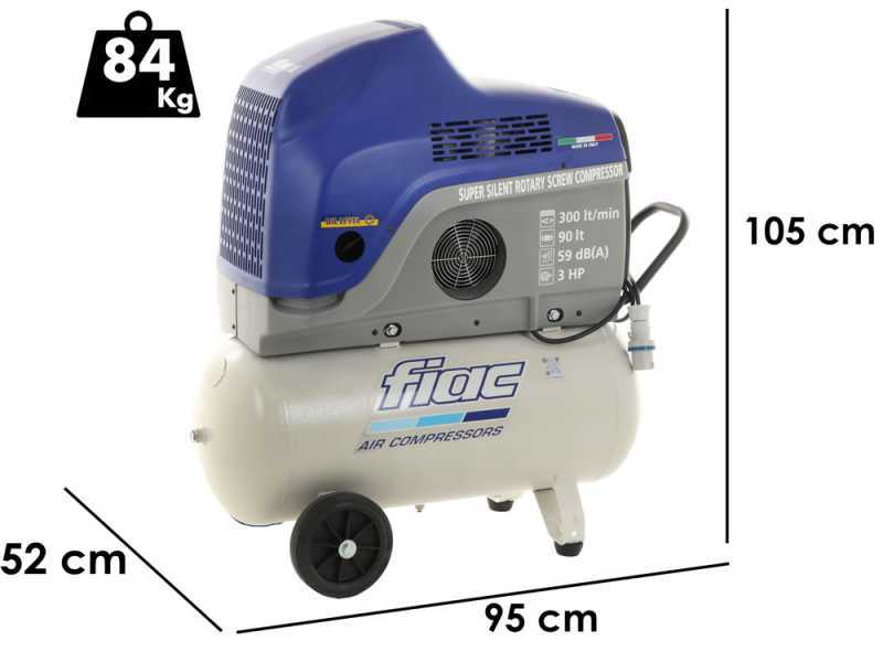 FIAC New Silver 3/90 - Compressore rotativo monofase a vite silenziato - Motore 3 HP 