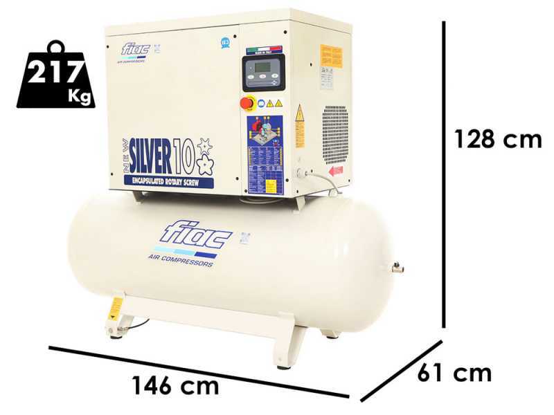 FIAC New Silver 10/300 - Compressore rotativo trifase a vite silenziato - Motore 10 HP 