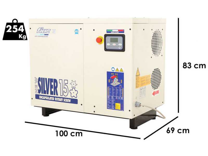 FIAC New Silver 15 - Compressore rotativo trifase a vite silenziato - Motore 15 HP 