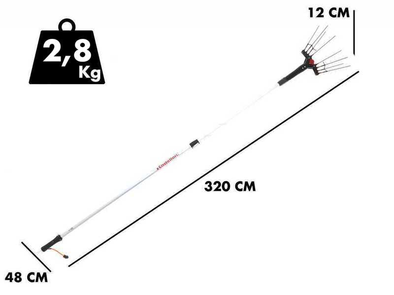 Castellari Vertigo L 12V - Abbacchiatore elettrico a batteria tipo auto con cavo in dotazione - Asta telescopica 240/320 cm