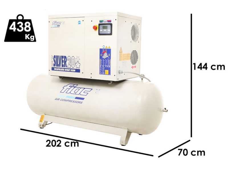FIAC New Silver 20/500 - Compressore rotativo trifase a vite silenziato - Motore 20 HP