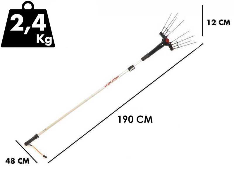 Castellari Vertigo C 12V - Abbacchiatore elettrico a batteria tipo auto con cavo in dotazione - Asta telescopica 190/240  cm