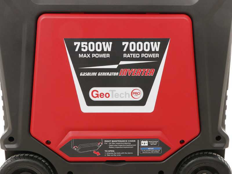 Geotech-Pro PTGA 9000 - Generatore di corrente carrellato a benzina silenziato con AVR 7.5 kW - Continua 7 kW Monofase