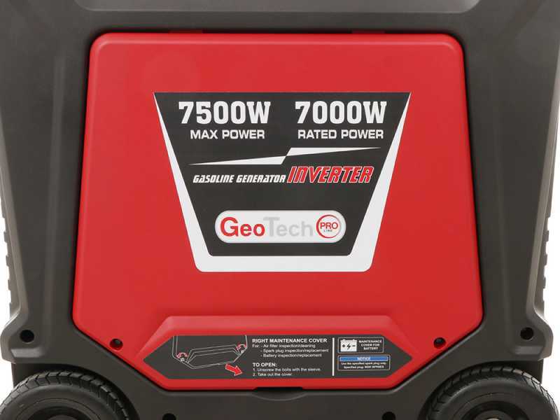 GeoTech-Pro PTGA 9000 - Generatore di corrente carrellato a benzina silenziato con AVR 7.5 kW - Continua 7 kW Monofase+ ATS