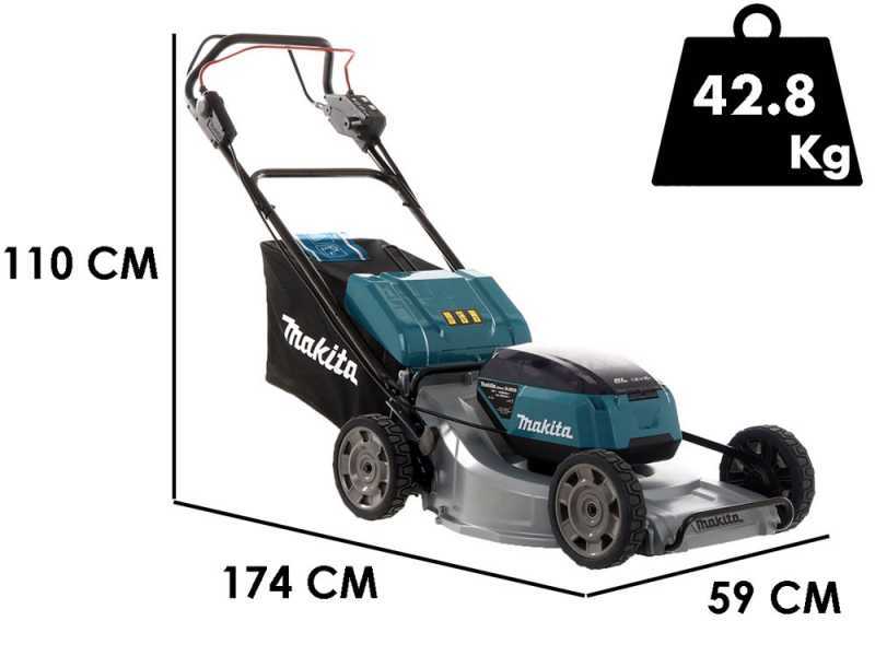 Rasaerba a batteria semovente-alluminio 2X18V-53cm MAKITA DLM533PT4 incluse 4 batterie