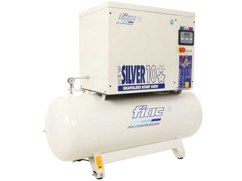 FIAC New Silver D 10/300 - Compressore rotativo trifase a vite silenziato - Essiccatore integrato - Motore 10 HP 