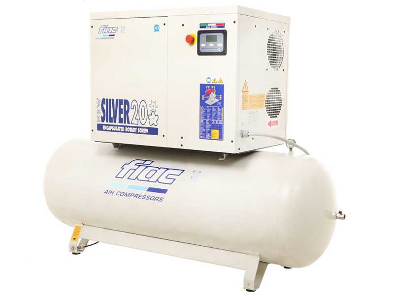 FIAC New Silver D 20/300 - Compressore rotativo trifase a vite silenziato - Essiccatore integrato - Motore 20 HP 
