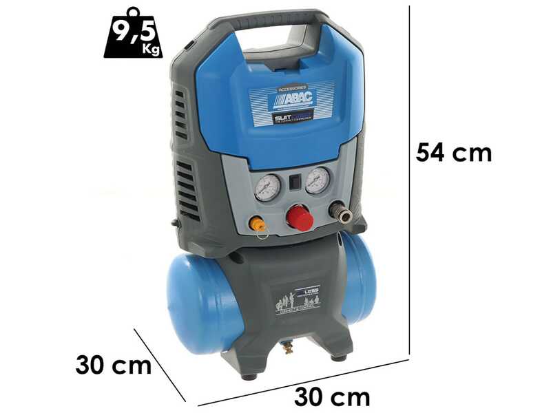 ABAC SUITCASE - Compressore aria elettrico portatile monofase, oil-less - Motore 1.5 HP - 6 lt