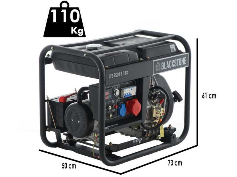 BlackStone OFB 8500-3 D-ES FP - Generatore di corrente diesel con AVR 6.4 kW - Continua 5.6 kW Full-Power + ATS Monofase