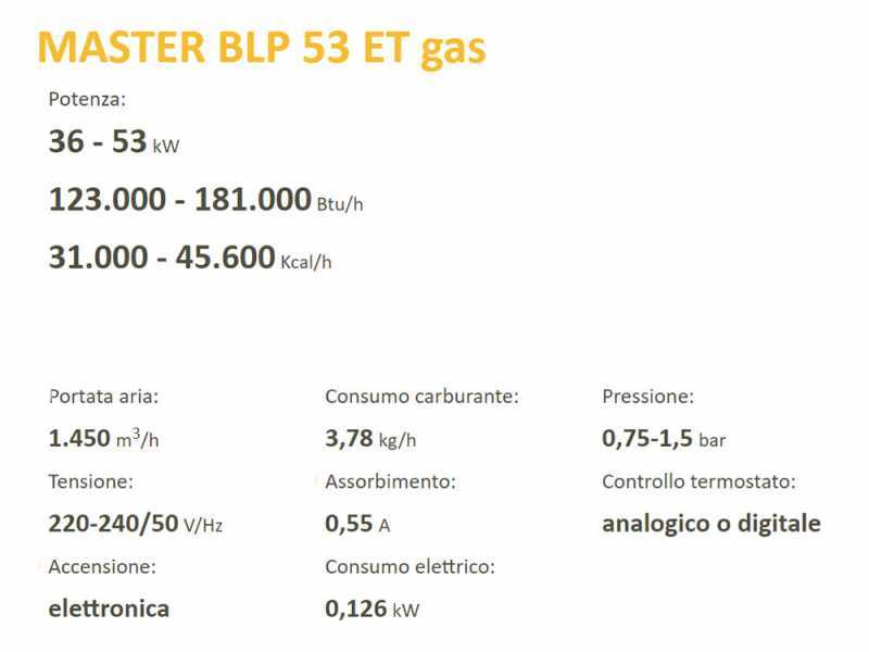 Master BLP 53 ET - Generatore di aria calda a gas diretto - 53 kw