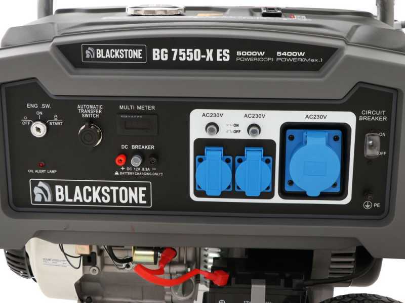 BlackStone BG 7550-X ES - Generatore di corrente carrellato a benzina con AVR 5.4 kW - Continua 5 kW Monofase + ATS
