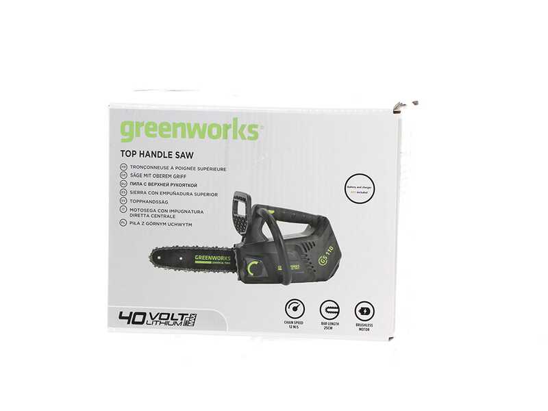Greenworks GD40TCS - Elettrosega da potatura 40V 2Ah - Lama da 25cm