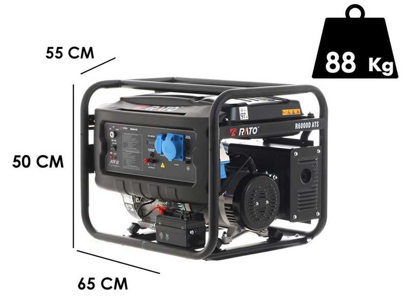 Rato R6000D-ATS AVR - Generatore di corrente a benzina con AVR 6 kW - Continua 5.5 kW Monofase