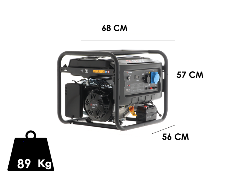 Rato R6000D AVR - Generatore di corrente a benzina con AVR e avv.elettrico 6 kW - Continua 5.5 kW Monofase