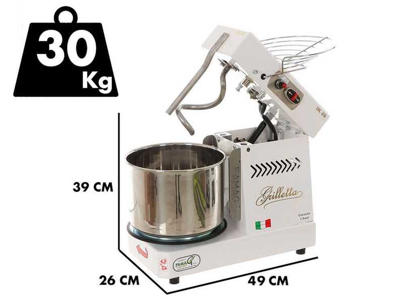 Famag Grilletta IM 5S/230 10 Velocit&agrave; HH - Impastatrice a spirale 5 Kg ad alta idratazione con testa sollevabile