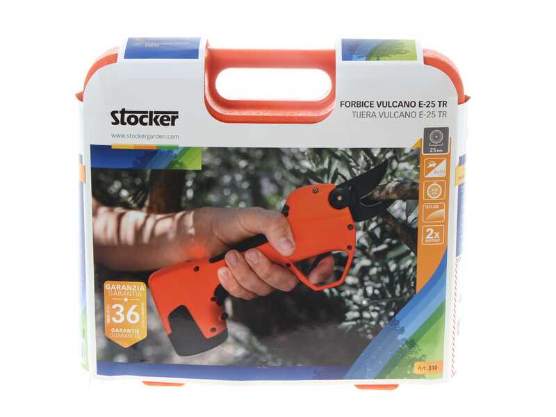 Stocker Vulcano E-25 TR - Forbice elettrica da potatura - 2x 14.4V 2.5Ah - Diametro di taglio 25mm