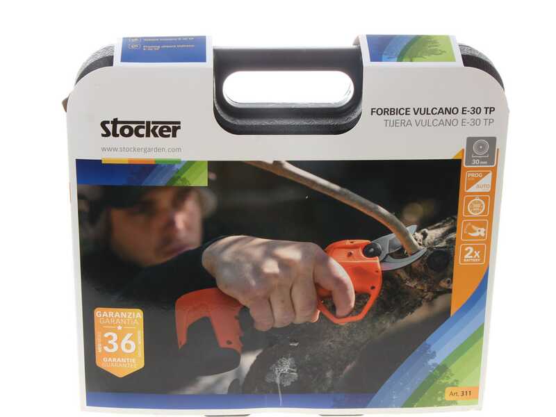 Stocker Vulcano E-30 TP - Forbice elettrica da potatura - 16.8V 2.1Ah - Diametro di taglio 30mm