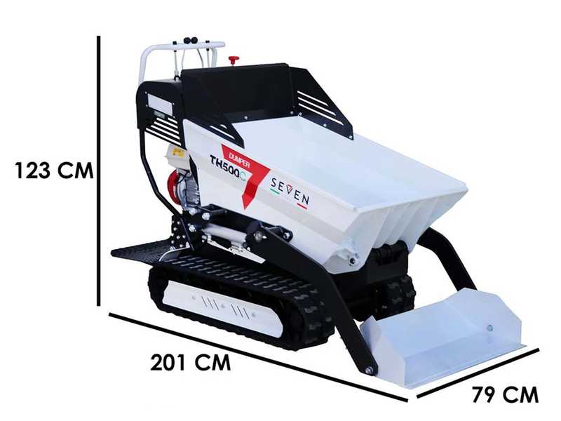 Seven Italy TH500C GX 200 - Motocarriola cingolata cassone dumper 500Kg con pala